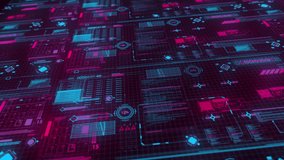 Futuristic holographic interface displaying complex data streams and glowing neon pink and cyan geometric on a dark grid - Powered by Shutterstock - Get 15% off with code: PIKWIZARD15