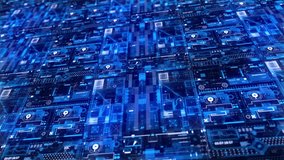 Detailed futuristic digital interface with glowing blue geometric patterns and data readouts, suggesting complex systems, information processing, and advanced technological interfaces on a dark - Powered by Shutterstock - Get 15% off with code: PIKWIZARD15