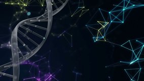 Animation of moving clock and dna strand over network of connections on black background. global technology and connections concept digitally generated video. - Powered by Shutterstock - Get 15% off with code: PIKWIZARD15