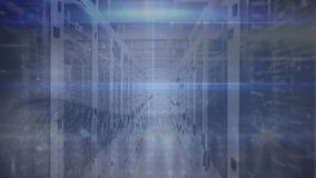 Animation of blue light trails and data processing over female eye against computer server room. Computer interface and business data storage technology concept - Powered by Shutterstock - Get 15% off with code: PIKWIZARD15