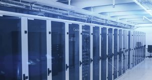 Animation of digital data processing over server room. Global digital data processing concept digital generated video. - Powered by Shutterstock - Get 15% off with code: PIKWIZARD15