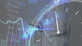 Animation of data processing and clock over caucasian male doctor using tablet. Global medicine, computing and digital interface concept digitally generated video. - Powered by Shutterstock - Get 15% off with code: PIKWIZARD15