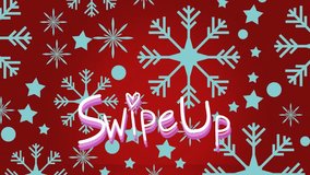 Animation of swipe up text banner over snowflakes icons in seamless pattern against red background. Social media networking technology concept - Powered by Shutterstock - Get 15% off with code: PIKWIZARD15