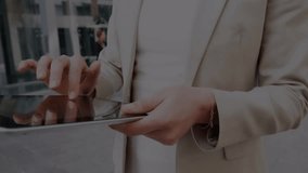 Animation of financial data processing over caucasian businessman using tablet in office. Global business, finance and data processing concept digitally generated video. - Powered by Shutterstock - Get 15% off with code: PIKWIZARD15