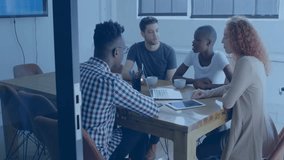 Animation of network of connections with people icons over diverse business people in office. Global finance, business, connections, computing and data processing concept digitally generated video. - Powered by Shutterstock - Get 15% off with code: PIKWIZARD15