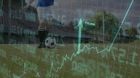 Soccer player on field with financial graph animation overlaying scene. Sports, finance, analytics, investment, technology, performance - Powered by Shutterstock - Get 15% off with code: PIKWIZARD15