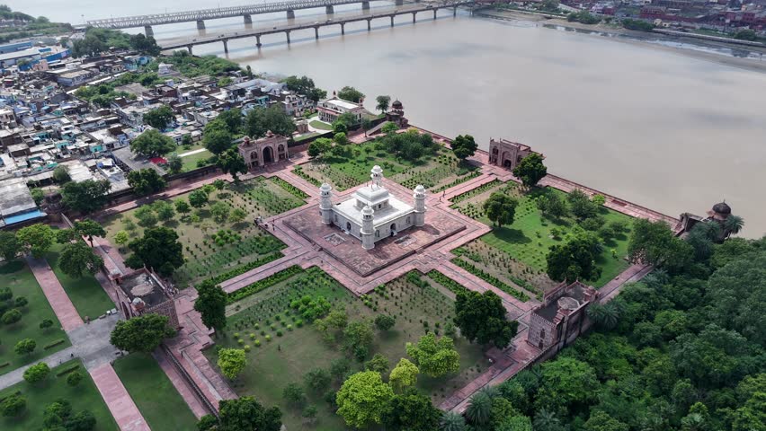 Aerial view of Itmad-ud-Daulah, also known as the Baby Taj in Agra, India