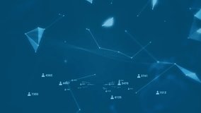 Animation of globe, shapes, clock and social media reactions on blue background. Network, digital interface, communication, virtual reality and technology concept digitally generated video. - Powered by Shutterstock - Get 15% off with code: PIKWIZARD15