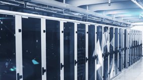 Animation of neon round scanner against plexus networks over computer server room. Computer interface and business data storage technology concept - Powered by Shutterstock - Get 15% off with code: PIKWIZARD15