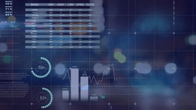 Animation of statistics and data processing over out of focus lights. Global data processing and connections concept digitally generated video. - Powered by Shutterstock - Get 15% off with code: PIKWIZARD15