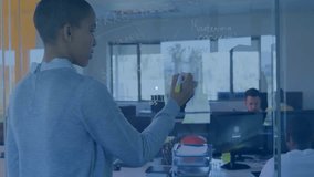 Animation of network of connections with people icons over diverse business people in office. Global finance, business, connections, computing and data processing concept digitally generated video. - Powered by Shutterstock - Get 15% off with code: PIKWIZARD15