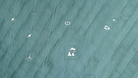 Energy dashboard animating with floating power lightning CO turbine plant icons on teal backdrop. Technology, sustainability, innovation, dashboard, eco-friendly, data visualization, industrial - Powered by Shutterstock - Get 15% off with code: PIKWIZARD15