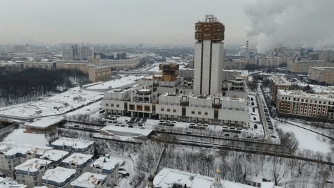 Drone Approaching Russian Academy Sciences Building