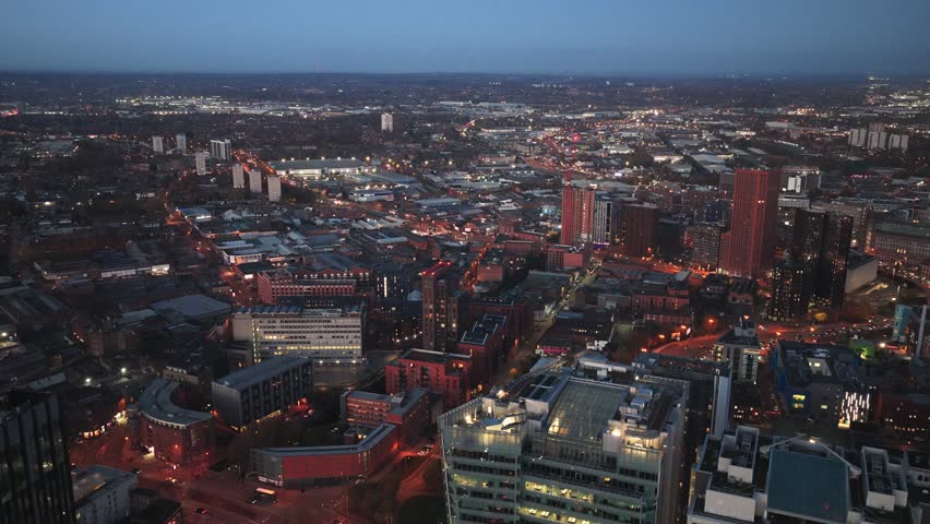 Birmingham aerial shot over the City West Midlands