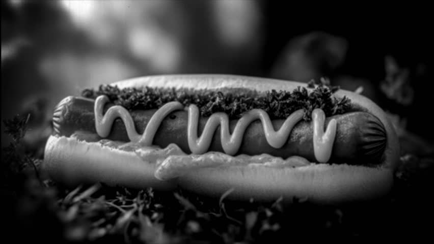 A classic hot dog served on a bun with condiments.