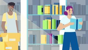 Library research illustration showing people reading books, knowledge learning and academic study environment - Powered by Shutterstock - Get 15% off with code: PIKWIZARD15