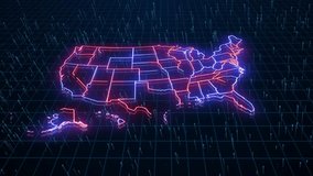 Digital Usa Map With Glowing State Borders  Data Flow On A Futuristic Grid Technology, Connectivity, And Geographic Data Visualization. Digital Usa Map With Glowing Neon Borders On Futuristic Data - Powered by Shutterstock - Get 15% off with code: PIKWIZARD15