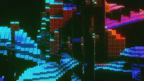 A dynamic abstract visualization of a digital cityscape, composed of glowing neon cubes and geometric shapes, creating a futuristic and technological atmosphere. - Powered by Shutterstock - Get 15% off with code: PIKWIZARD15