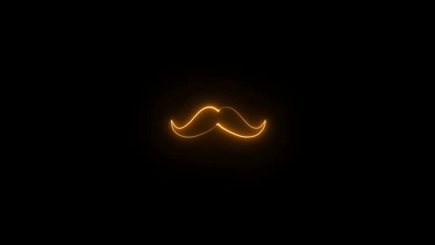 Neon mustache moustache icon or logo. mustache silhouette, neon mustache icon collection on black background.