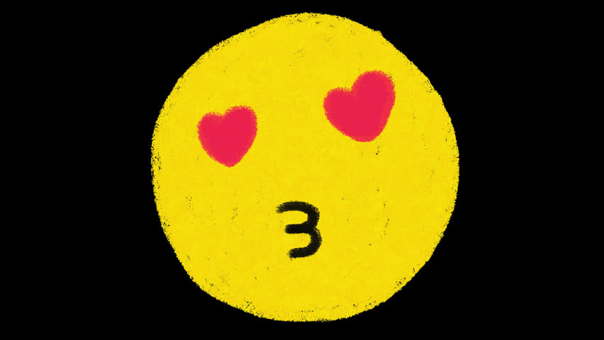 Hand Drawn Love Emoji Animation with Transparent Background. Sketchy animated love emoji doodle with playful hand drawn style for video overlays, motion graphics, and creative projects.