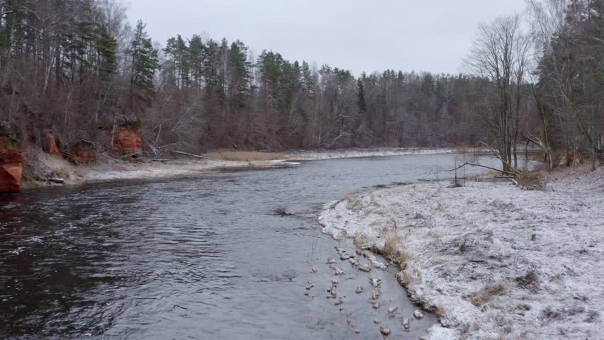 Aerial View of Winter River