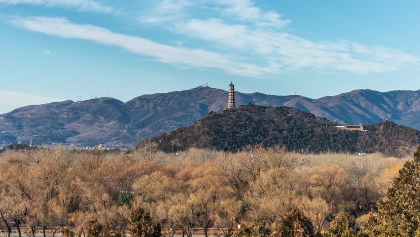 Beijing, China - 31st December 2025 - Overlooking Beijing Yuquan hill from Summer Palace