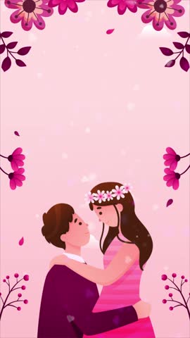 Soft illustrated Valentine background featuring a romantic couple. Ideal for love stories, wedding greetings, romantic slideshows, and Valentine content.