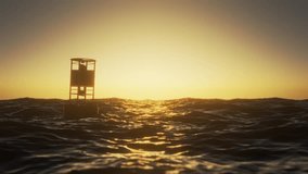 Buoy floating middle of the ocean with flashing light. Seamless looping animation. - Powered by Shutterstock - Get 15% off with code: PIKWIZARD15