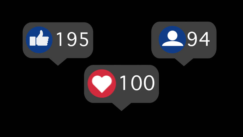 Social media icon with an increasing number counter on a transparent background, representing user engagement metrics, reactions, and dynamic user interface elements.