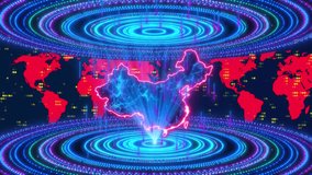 China Global Digital Network Futuristic Map, Data Flow, Technology, And Geopolitical Connectivity With Neon Light Rings. China Digital Network Global Connectivity Futuristic Technology Map With Data - Powered by Shutterstock - Get 15% off with code: PIKWIZARD15