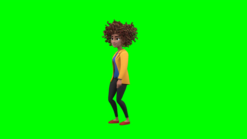 3D Teacher Lady Walking Green Screen Animation for Education Presentation Video. Professional female instructor character walking loop isolated on chroma key for explainer, online learning, promo, and classroom visuals.