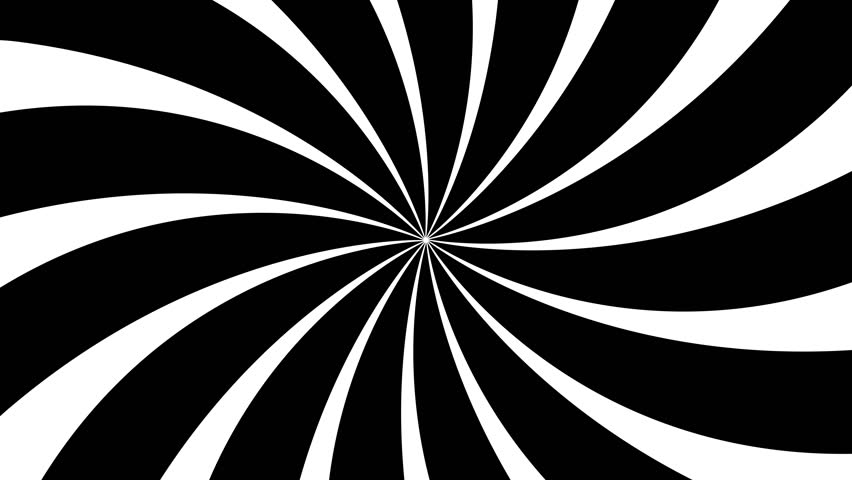 Swirling radial pattern rotating animation, sunburst ray animation, Spiral motion looping background, black and white optical illusion, looping background, 4k video