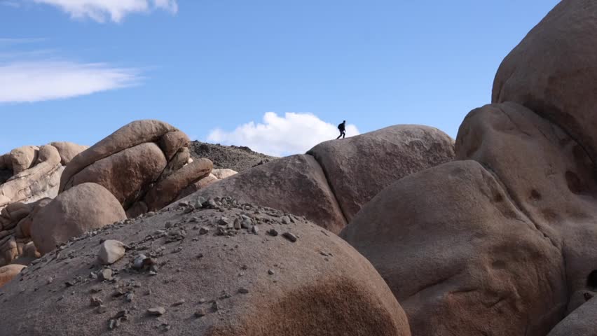 Breathtaking Joshua Tree National Park Panoramic View with Rock Climbers