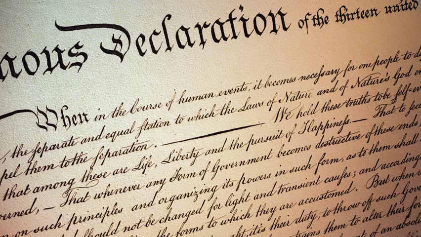 Historic USA Declaration - 4K Close Up Pan II - Cinematic Ultra HD 3D realistic animation with candle flame light reflection effect