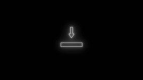 Neon download progress bar with downward arrow glowing on black background loading animation concept digital interface element - Powered by Shutterstock - Get 15% off with code: PIKWIZARD15