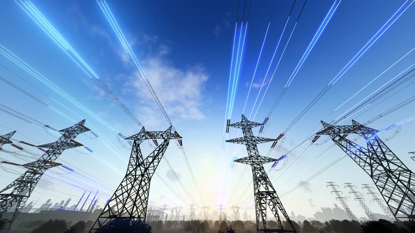 Ultra-high voltage and power towers transmit current signals