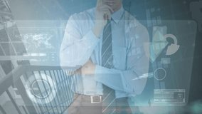 Animation of globe and data processing over businessman using smartphone. Global connections data processing and digital interface concept digitally generated video. - Powered by Shutterstock - Get 15% off with code: PIKWIZARD15