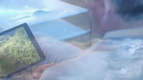 Network of profile icons against mid section of a person using digital tablet against clouds in sky. global networking and business technology concept - Powered by Shutterstock - Get 15% off with code: PIKWIZARD15