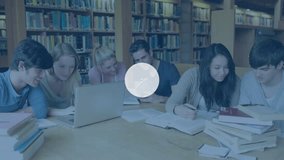 Animation of network of connections over diverse students learning in library. Global education and digital interface concept digitally generated video. - Powered by Shutterstock - Get 15% off with code: PIKWIZARD15