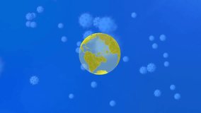 Animation of dna strand, covid 19 cells over globe on blue background. Global covid 19 pandemic, health and data processing concept digitally generated video. - Powered by Shutterstock - Get 15% off with code: PIKWIZARD15
