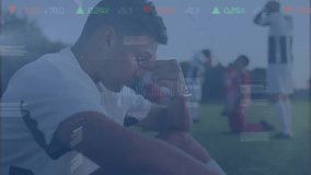 Animation of data processing over diverse male soccer players. Global sport and digital interface concept digitally generated video. - Powered by Shutterstock - Get 15% off with code: PIKWIZARD15