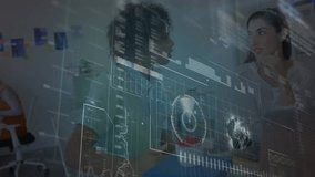 Animation of network of connections over diverse business people in office. Global business and digital interface concept digitally generated video. - Powered by Shutterstock - Get 15% off with code: PIKWIZARD15