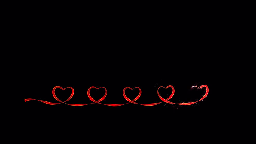 Valentine's and Wedding Ribbons Heart shape formation Overlay Element with Alpha Channel
