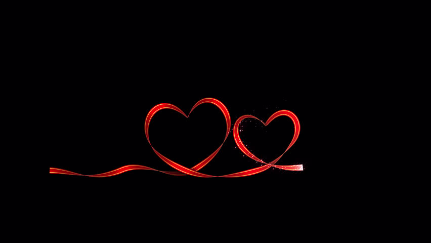 Valentine's and Wedding Ribbons Heart shape formation Overlay Element with Alpha Channel
