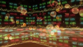 Animation of statistics and financial data processing over cityscape. Global finance economy business and technology concept digitally generated video. - Powered by Shutterstock - Get 15% off with code: PIKWIZARD15