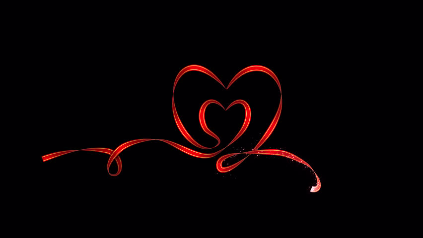 Valentine's and Wedding Ribbons Heart shape formation Overlay Element with Alpha Channel
