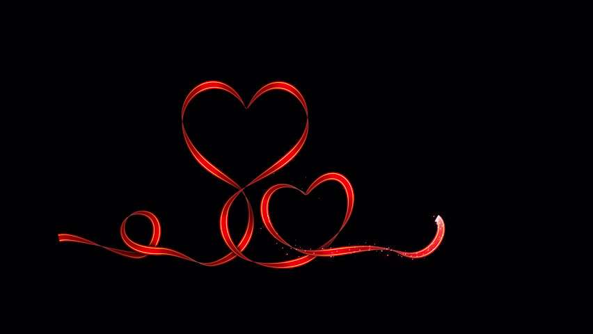 Valentine's and Wedding Ribbons Heart shape formation Overlay Element with Alpha Channel
