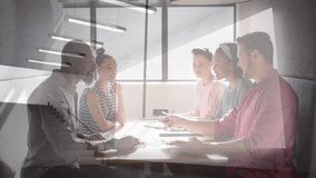 Animation of business people over arrows and financial data processing. Global business, computing, connections and data processing concept digitally generated video. - Powered by Shutterstock - Get 15% off with code: PIKWIZARD15