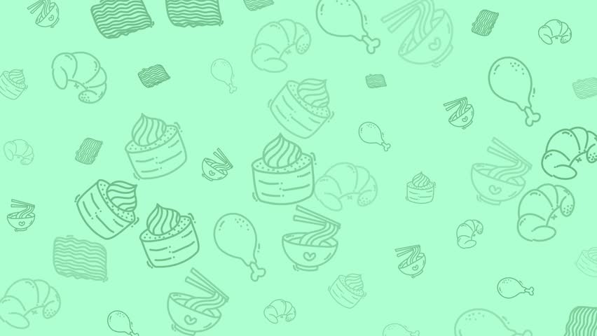 Minimalist food illustrations on a trendy mint green backdrop. Perfect for restaurant menus, food blogs, and social media graphics.