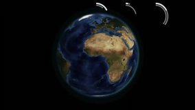 Animation of digital data processing over globe on black background. Global connections, computing and data processing concept digitally generated video. - Powered by Shutterstock - Get 15% off with code: PIKWIZARD15